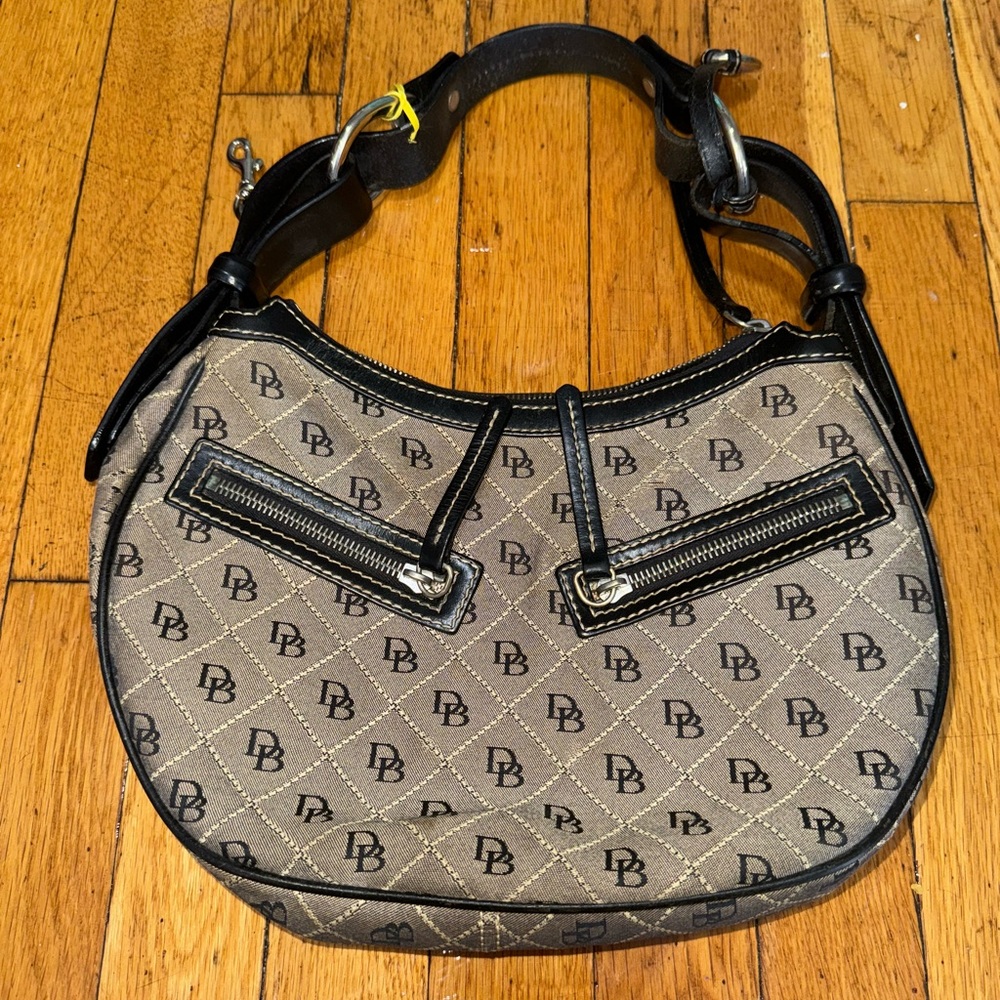 Dooney & Bourke Black Signature Jacquard Logo, Hobo Shoulder Bag